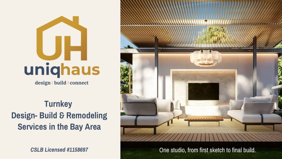 UniqHaus company presentation cover - turnkey design-build and remodeling in the Bay Area
